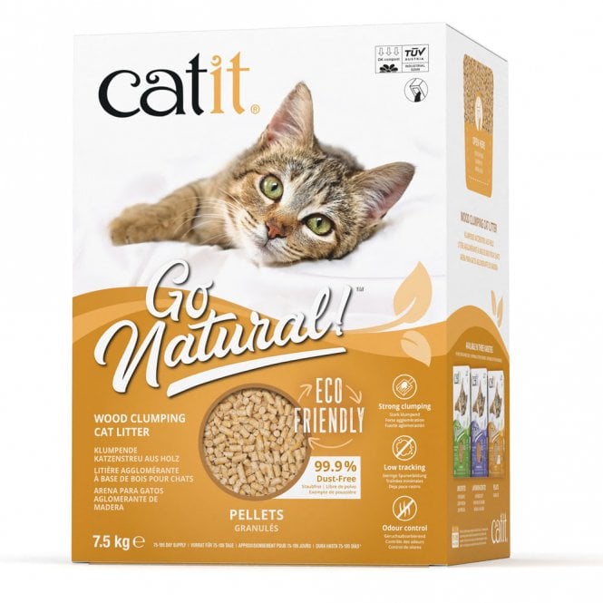 Go Natural Wood Clumping Cat Litter 7.5kg - Pellets