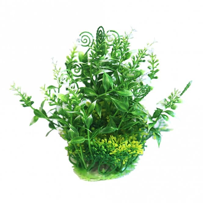 Green & White Plastic Aquarium Plant