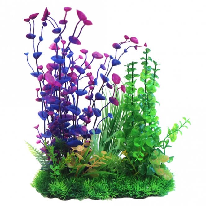 Purple & Green Combi Plastic Plant 33cm